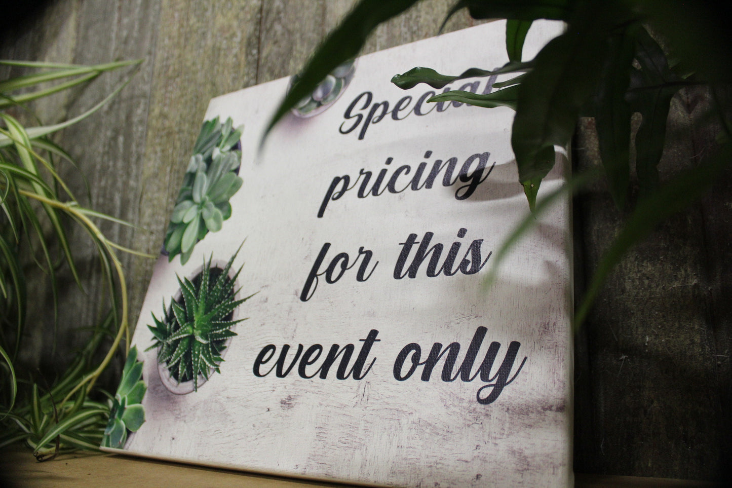 Vendor Booth Canvas Special Pricing For This Event Only Succulent Plants Organic Canvas Printed Sign For Small Business