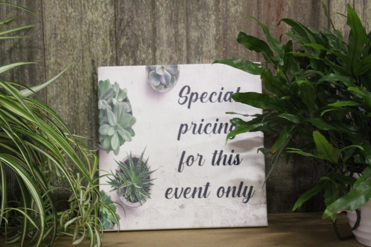 Vendor Booth Canvas Special Pricing For This Event Only Succulent Plants Organic Canvas Printed Sign For Small Business