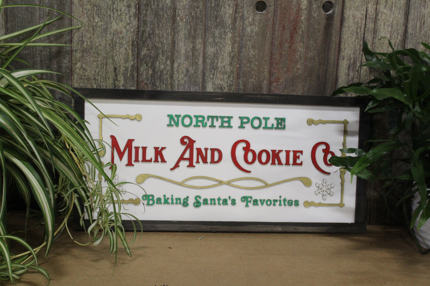 Milk and Cookie Company Wood Sign North Pole Baking Santas Favorite Cookies 3D Raised Text Christmas Decoration Wall Advertising