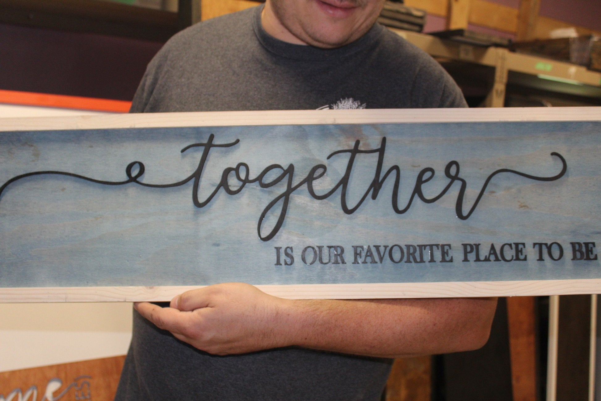 Together is our favorite place to be Large family sign wood fireplace living room love couple sayings cottage chic farmhouse rustic decor