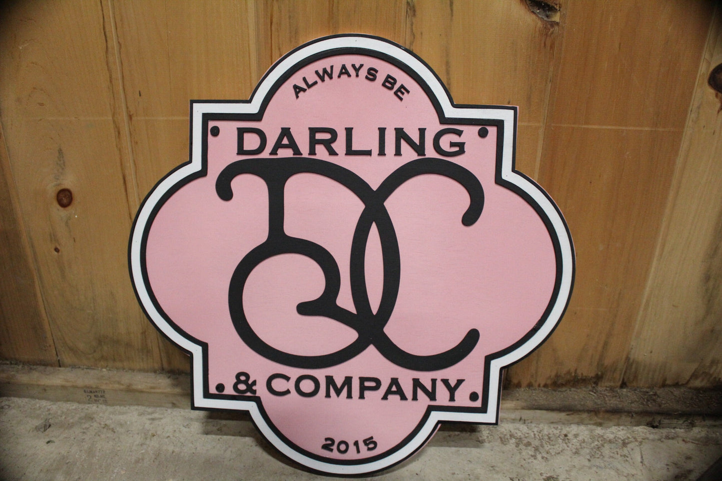 Custom Business Logo Custom Shape Custom Color Custom Font Outdoor Wood Laser Cut Out 3D Large Sign Rustic pink black