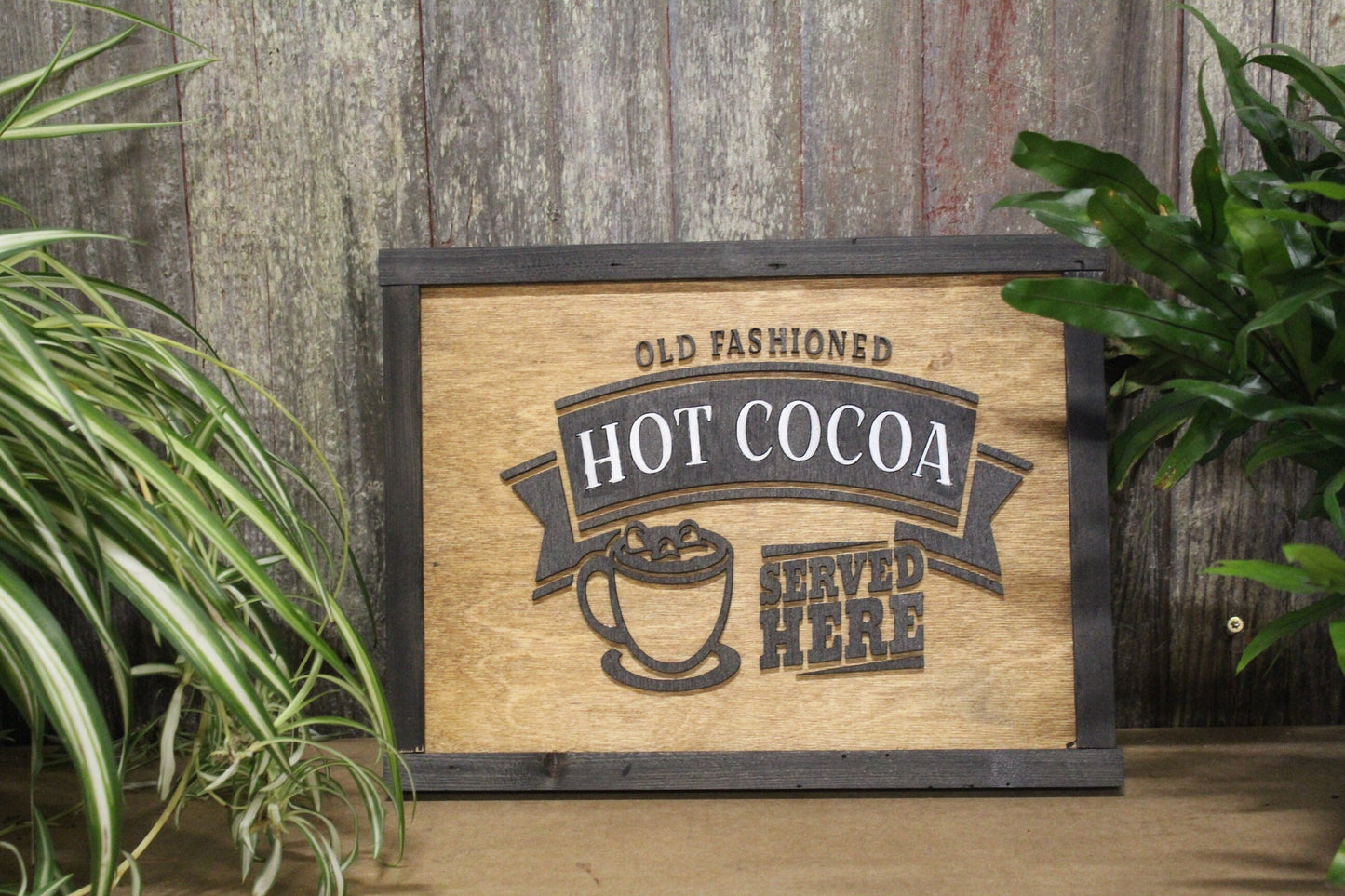 Old Fashioned Hot Cocoa Served Here 3D Wood Sign Holiday Decor Winter Warm Cup Mug Rustive Primative Christmas Cold Brr Festive Advertising