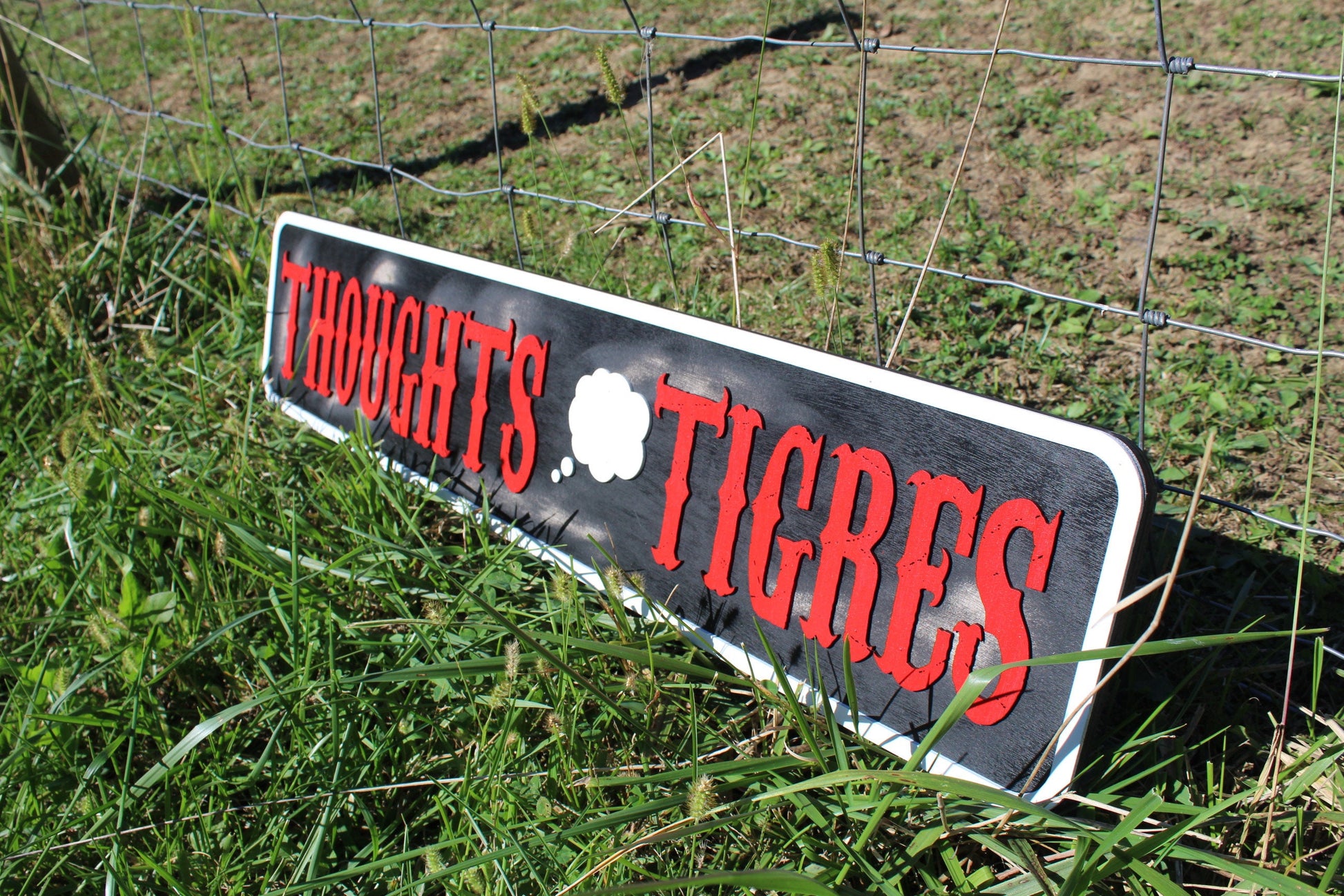 Custom Distressed Sign Thoughts Tigres ThoughtBubble Cigar Lounge Oversized Rustic Business Logo Bar Barn Wood 3D BBQ Patio Garage ManCave