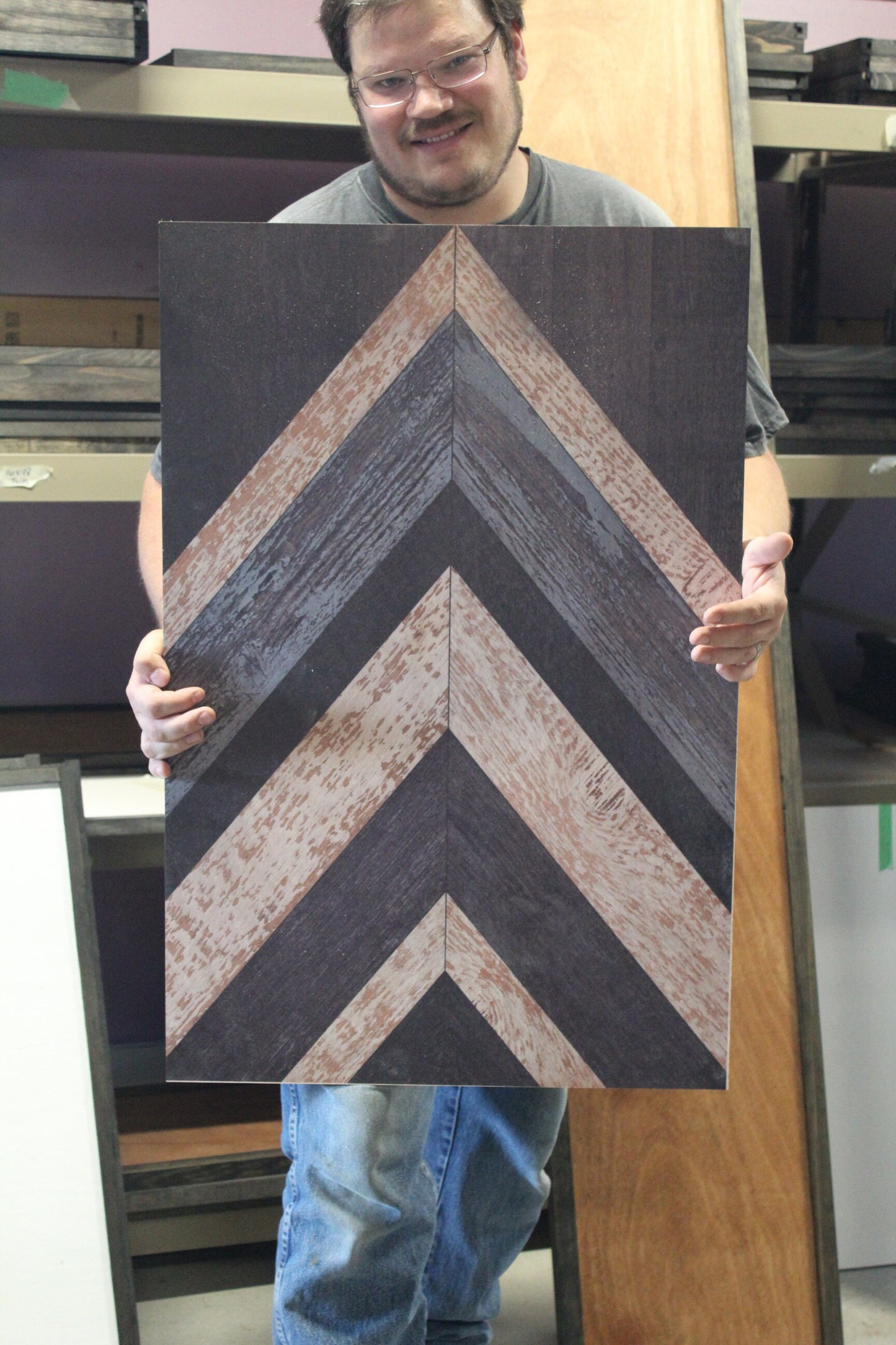 Geometric Wood Headboard Sign Extra Large Primitive Pallet Wood Barn Quilt Folding UV Printed Huge Rustic Art Boho Mosaic Long Narrow