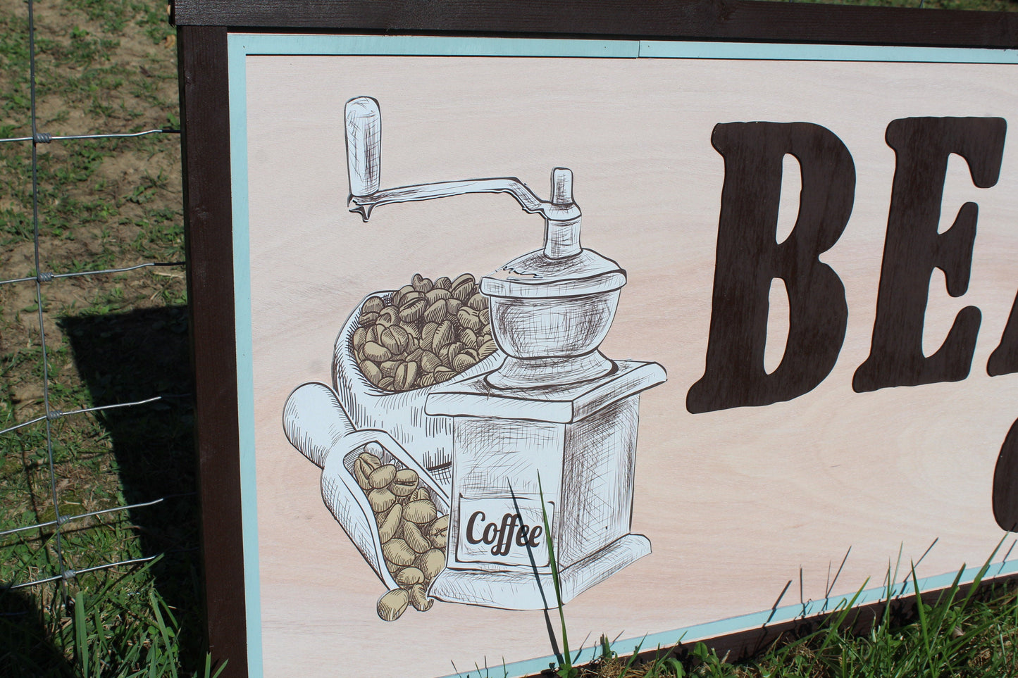 Coffee Bean Box Grinder Coffee Shop Over Sized Business Sign Large Store Front 3D Uvprinted Logo Raised Handmade Lobby Framed From Scratch