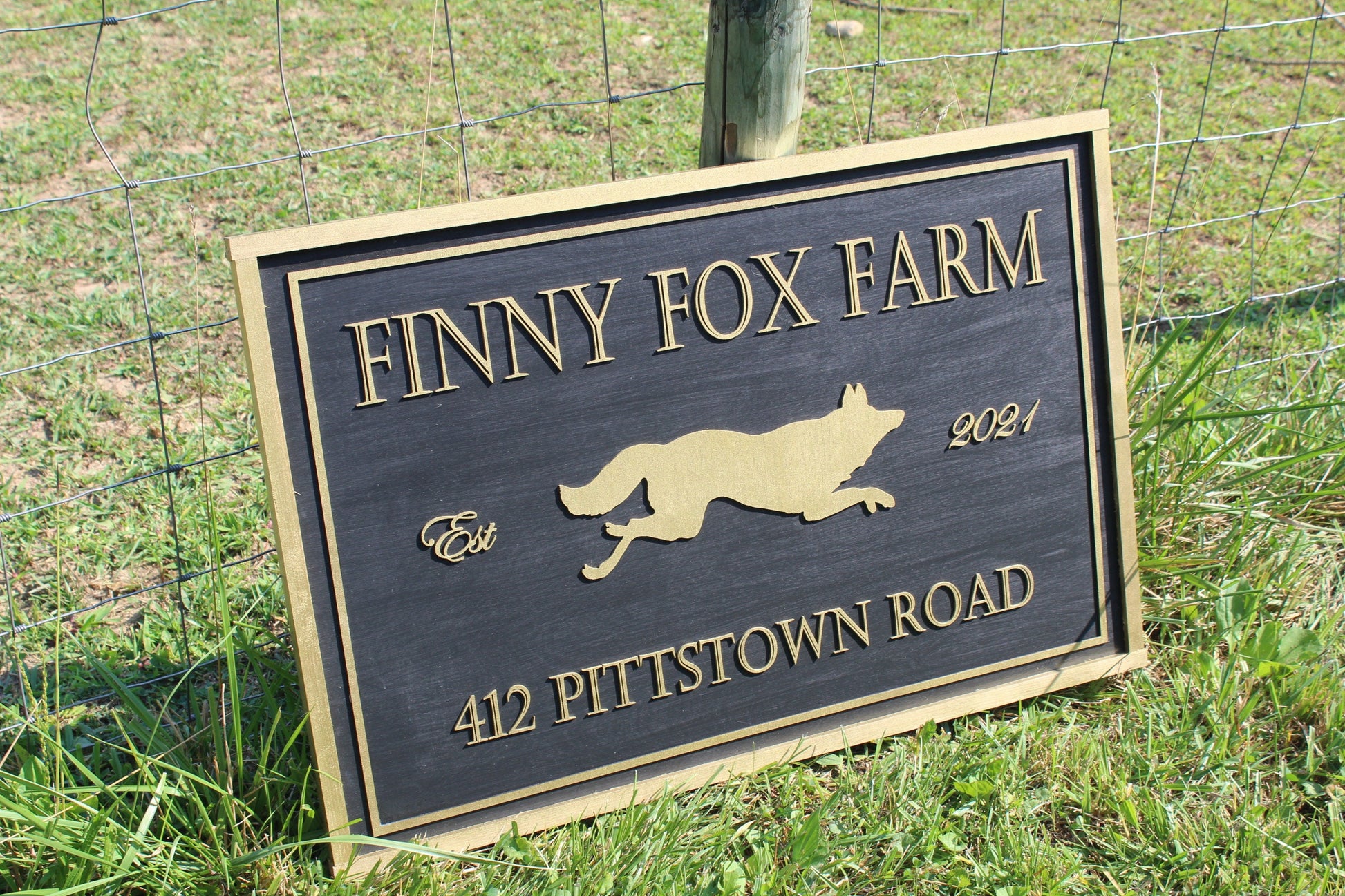 Large Commercial Signage Custom Farm Sign Outdoor Address Use My Logo Graphic Office Small Business Entrance Established Finny Fox Farms