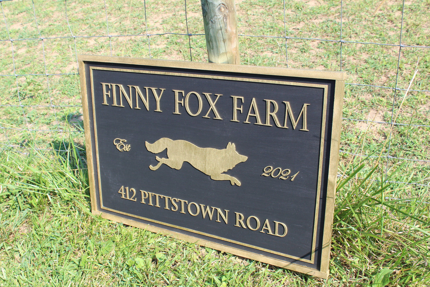 Large Commercial Signage Custom Farm Sign Outdoor Address Use My Logo Graphic Office Small Business Entrance Established Finny Fox Farms