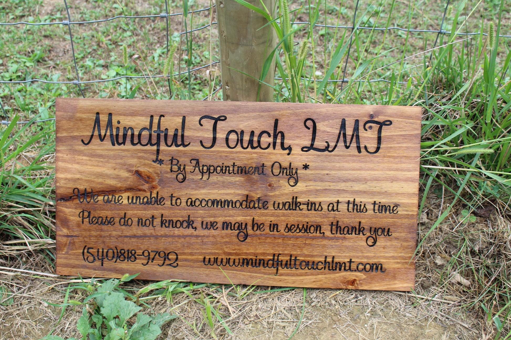 Mindful Touch Enterance Appointment Custom Wood Business Outdoor Sign Wall Decor Personalized Signs Laser Engraving Footstepsinthepast