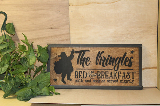 The Kringles Bed and Breakfast Holiday Christmas Santa Milk and Cookies 3D Raised Sign Home Decor St Nick Winter Handmade Rustic Primitive