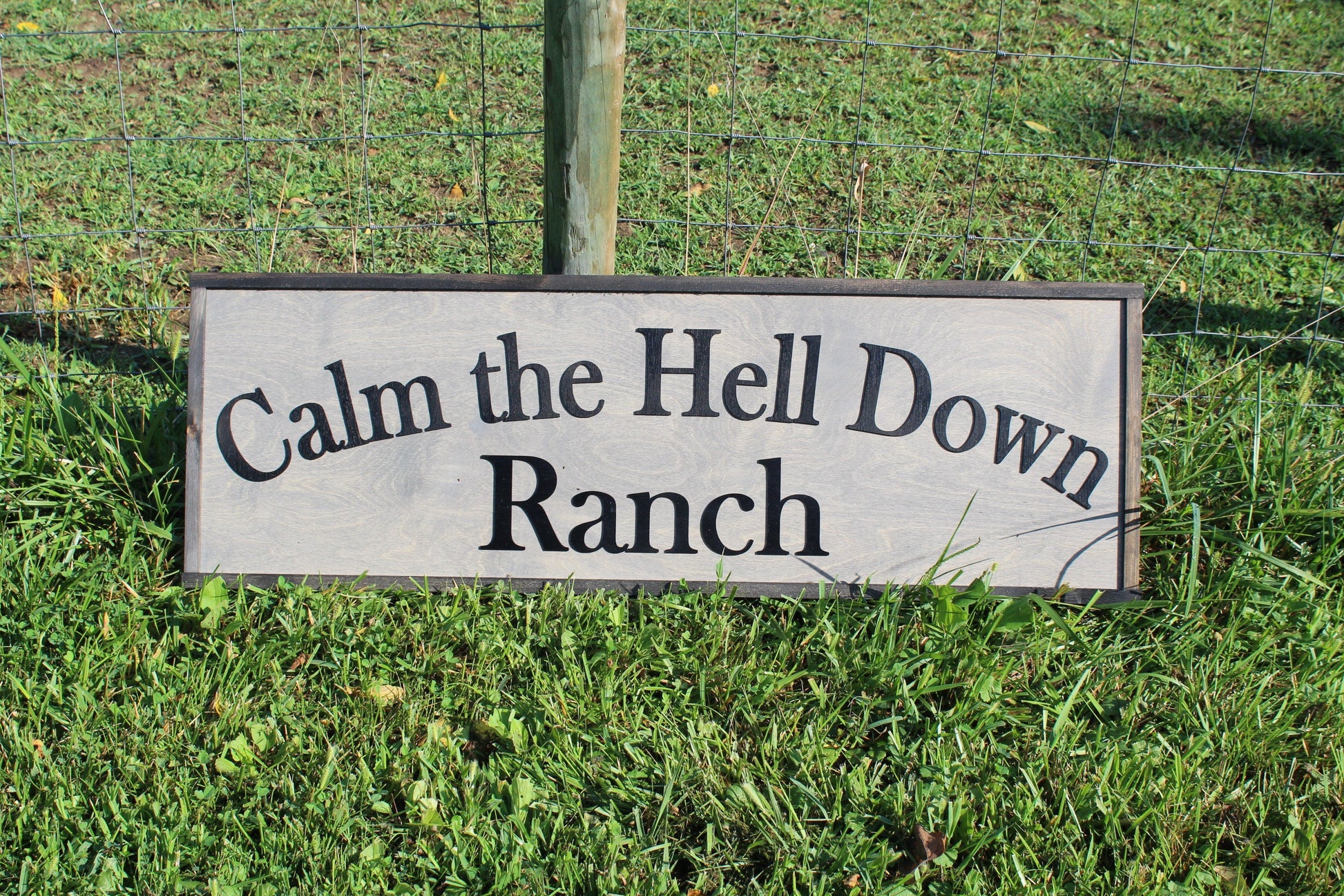 Calm Down Farm Homestead Ranch Large Custom Sign We Use Your Actual Graphic Business Logo Wood Laser Cut Out 3D Extra Footstepsinthepast