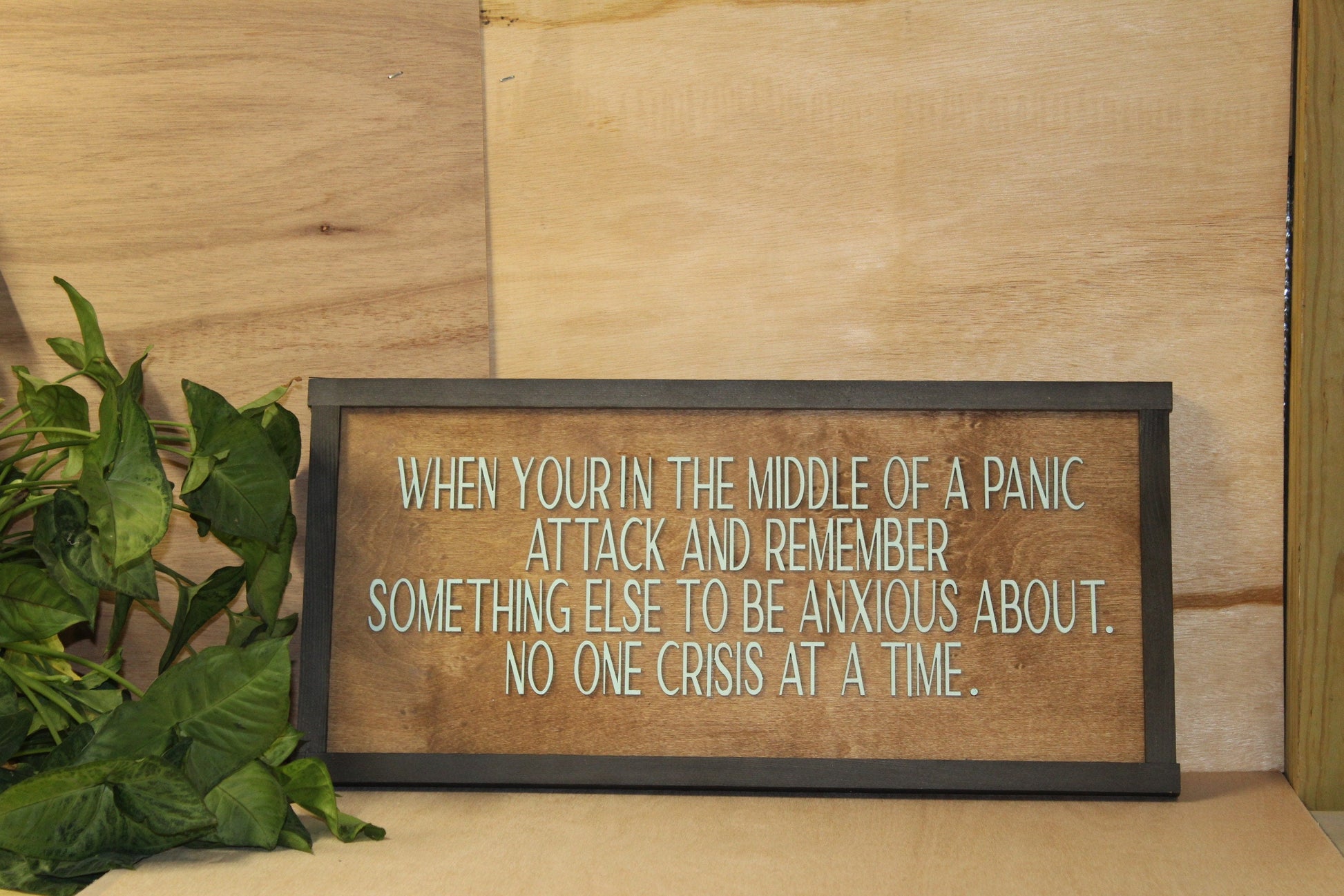 Anxious One Crisis At A Time Panic Anxitey Remember Always Something Funny Wood Decor Sign Qoute