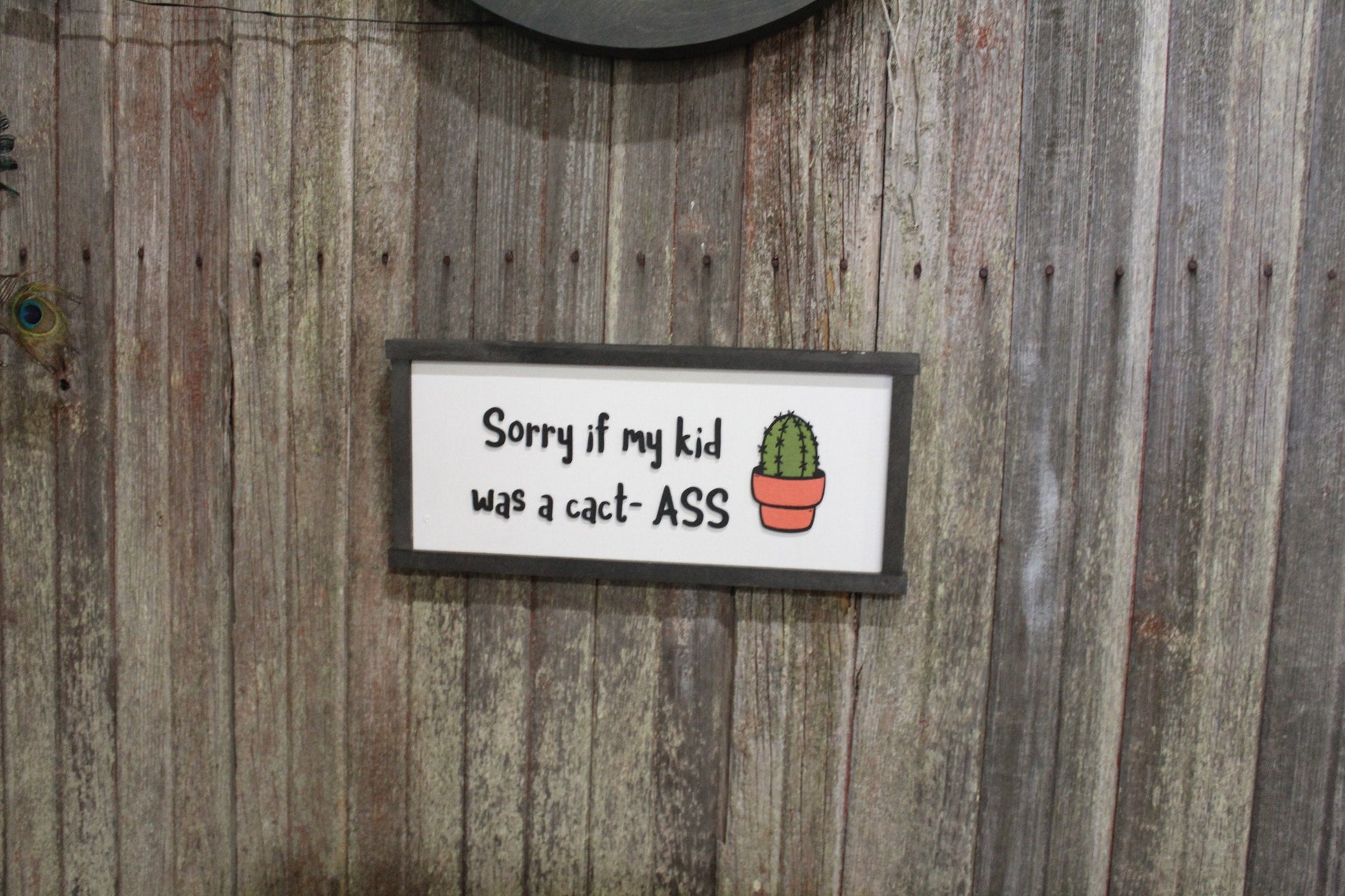 Sorry Cactus Funny Joke Sense of Humor Parenting Plant lover Prickly Crazy Kid Raised Text Kids Room Playroom Decor Home Apology 3D Handmade