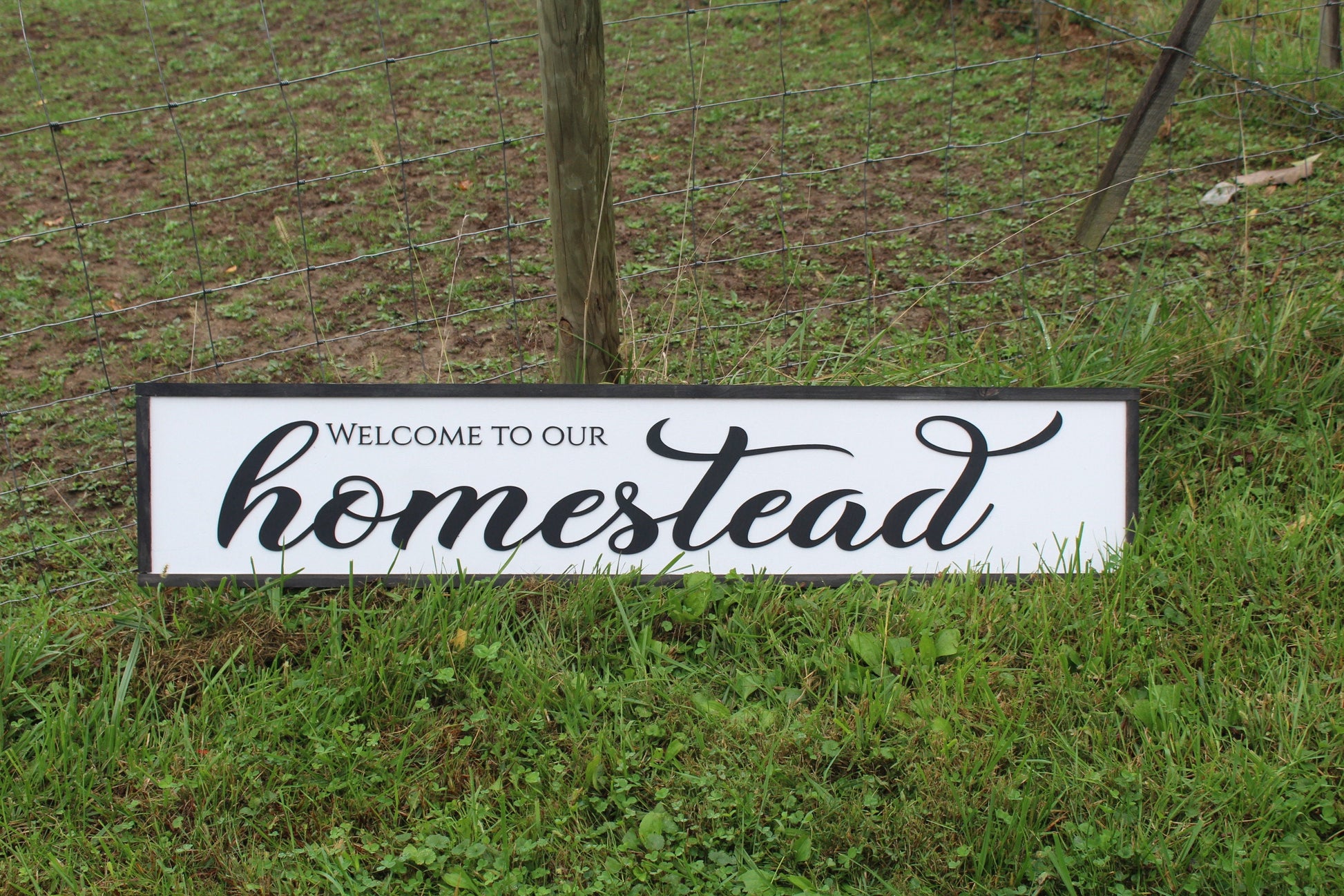 Welcome To Our Homestead Large family sign wood fireplace living room dinning room shabby cottage farmhouse rustic decor Home Farm Porch