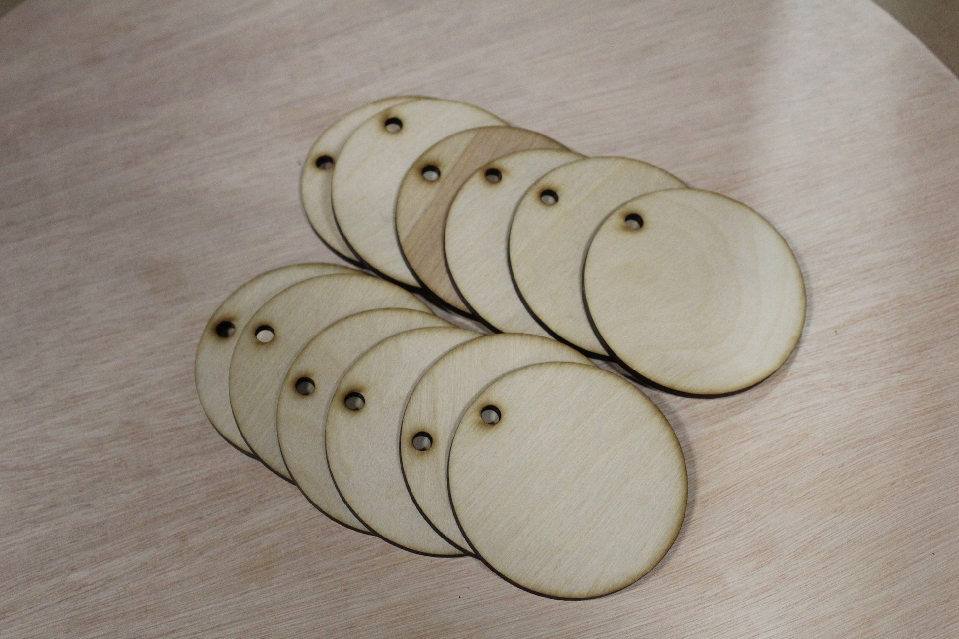 Blank Set of Wooden Laser Cut Ornaments Set of 12 Wooden Birch Round DIY Party Christmas Festive Tis The Season Craft Coloring 3in