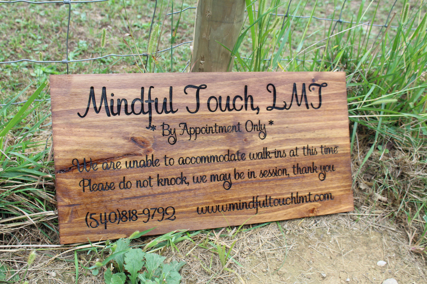 Mindful Touch Enterance Appointment Custom Wood Business Outdoor Sign Wall Decor Personalized Signs Laser Engraving Footstepsinthepast