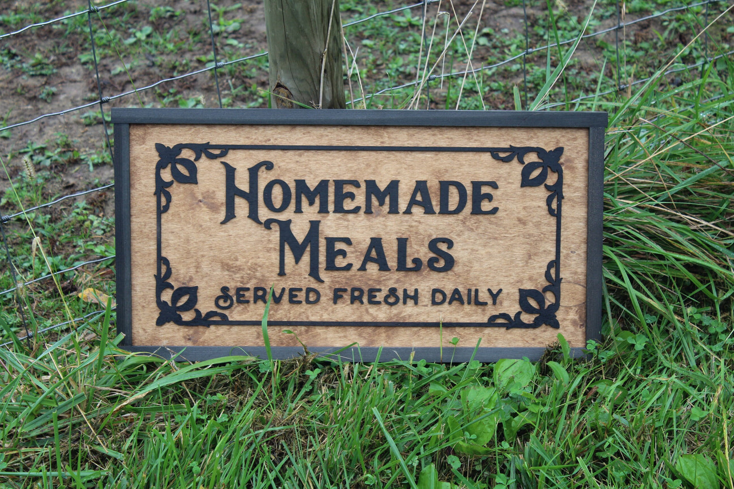 Grandma Mom Aunt Gift Homemade Meals Served Fresh Daily 3D Raised Handmade Wood Sign Decor Kitchen Decor Around The Table Cook With Love