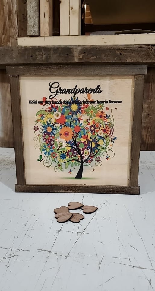 Grandparents Tree Printed Framed Hold our Tiny Hands Loved Ones Gift Handmade Grandkids to Grandparents Bond Family Special Decor