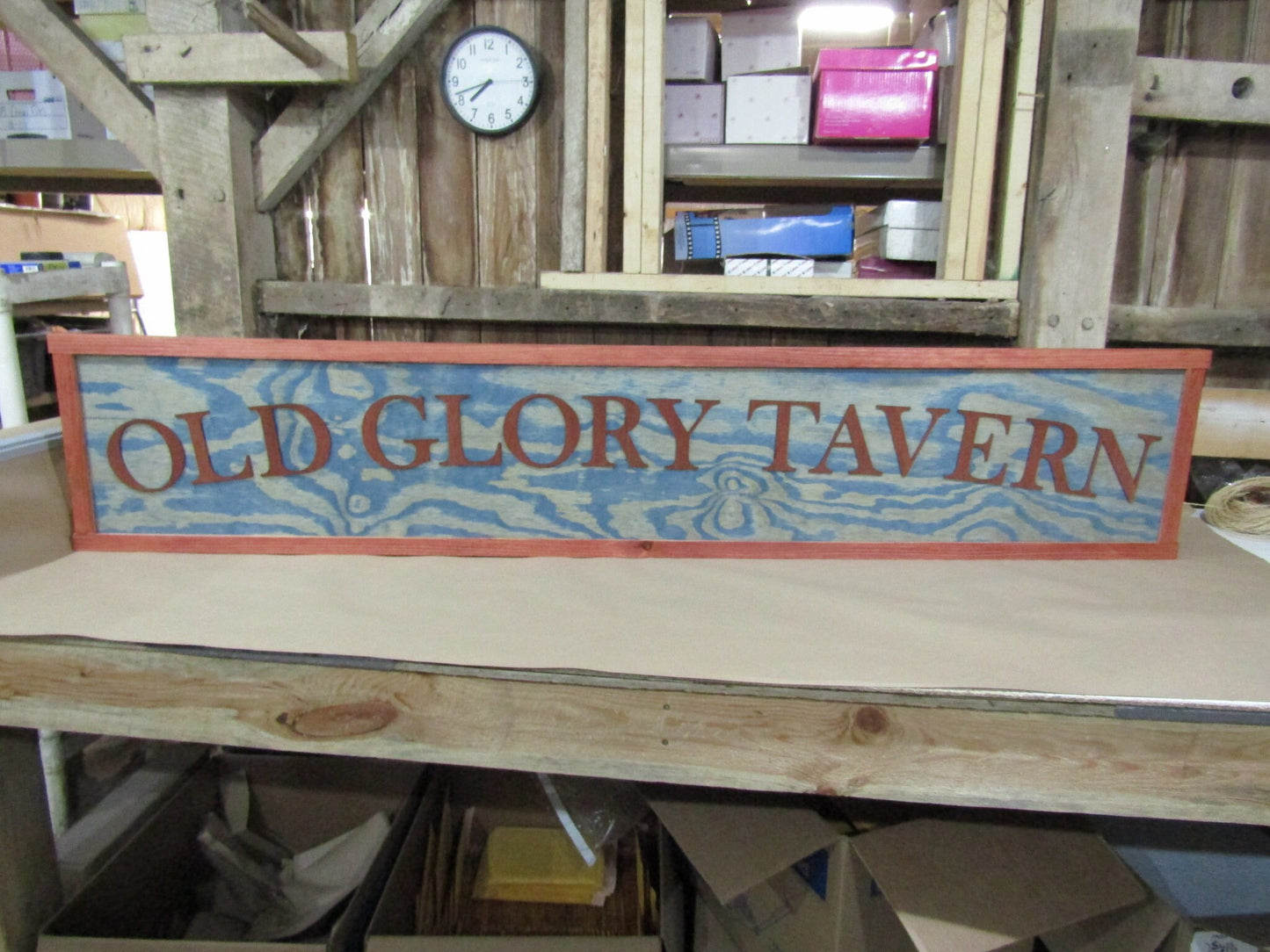 Large Custom Ranch Sign Old Glory Tavern Over-sized Rustic Business Logo Wood Laser Cut Out 3D Extra Large Sign Footstepsinthepast Bar
