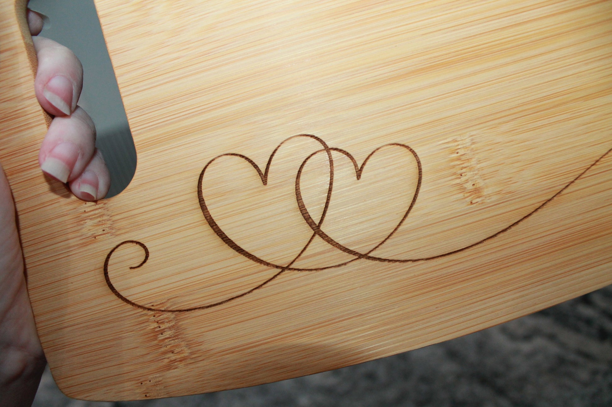 Wooden Engraved Cutting Board Two Hearts Engaged Wedding Gift New Home Pretty Curl Laser Engraved Heart Valentines Day Cook Hardwood