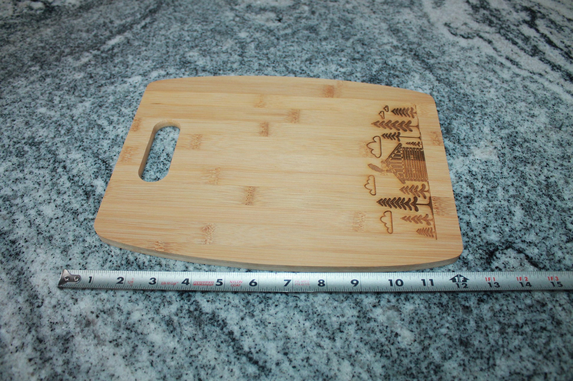 Wooden Engraved Cutting Board Cabin Get Away Woods Cute Homey Trees Camping Vacation Weekend Gift Hostess Hardwood Laser Culinary Cooking