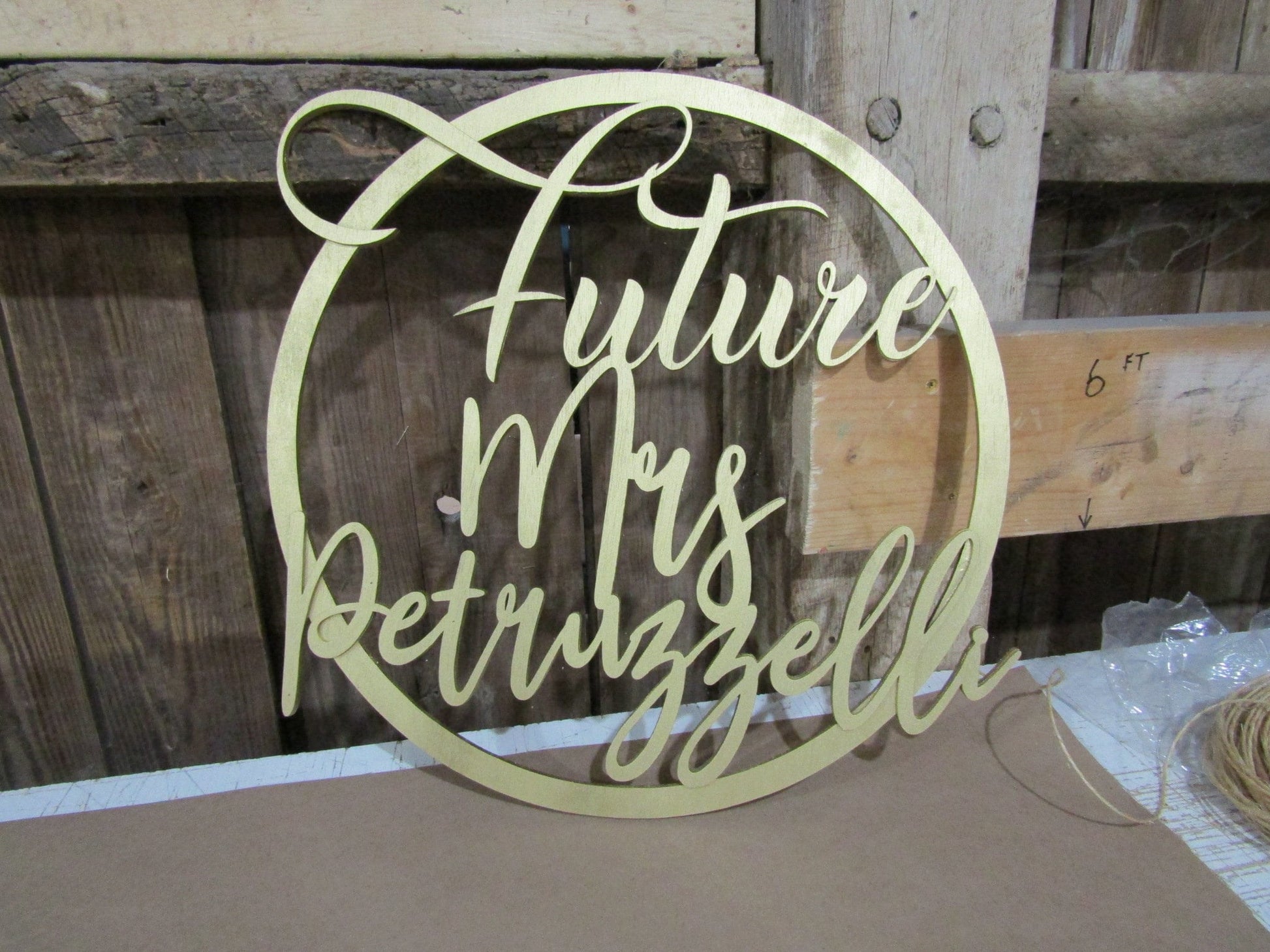 Future Mrs Hoop Wreath Bride to be Wedding Bridal Shower Prop Wooden Cut Out Sign Large 3D Wood Your Words Custom Words Laser Party Decor