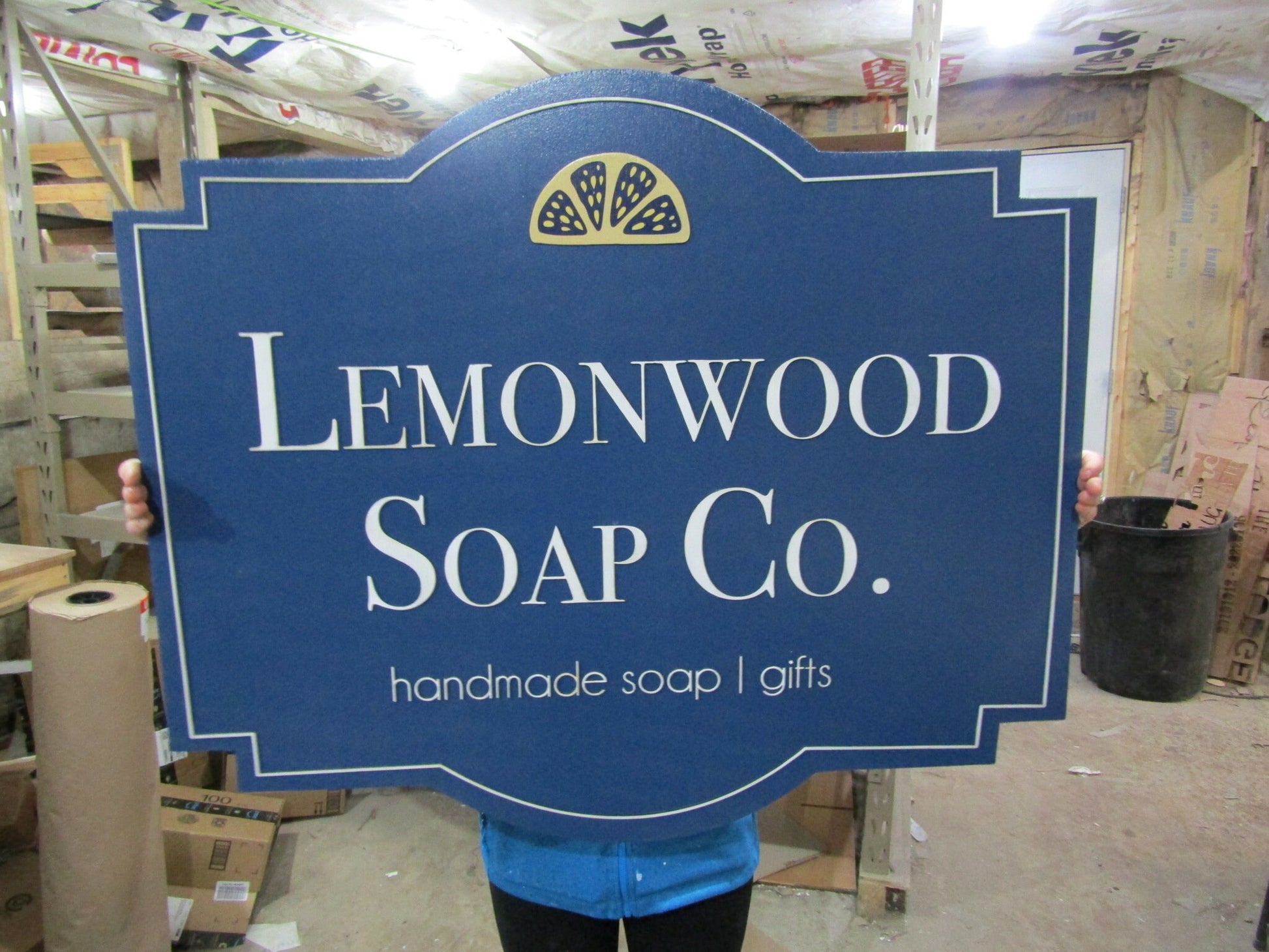Extra Large Store Front Handmade Soap Sign Business Signage Contour 3D Custom Small Shop Indoor Outdoor Small Business Laser Cut Lemon Wood