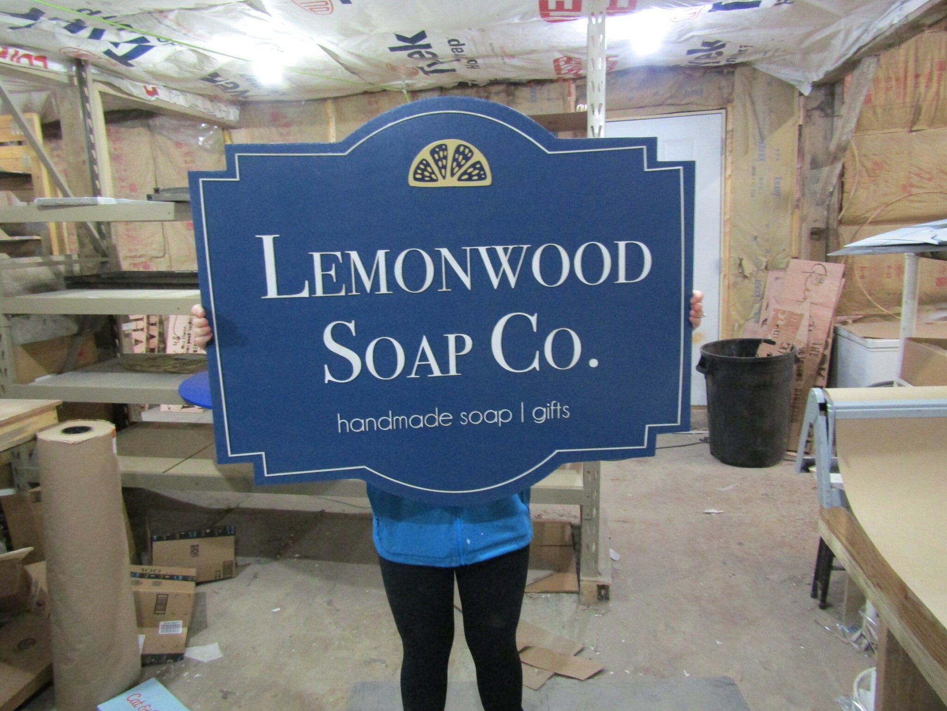 Extra Large Store Front Handmade Soap Sign Business Signage Contour 3D Custom Small Shop Indoor Outdoor Small Business Laser Cut Lemon Wood