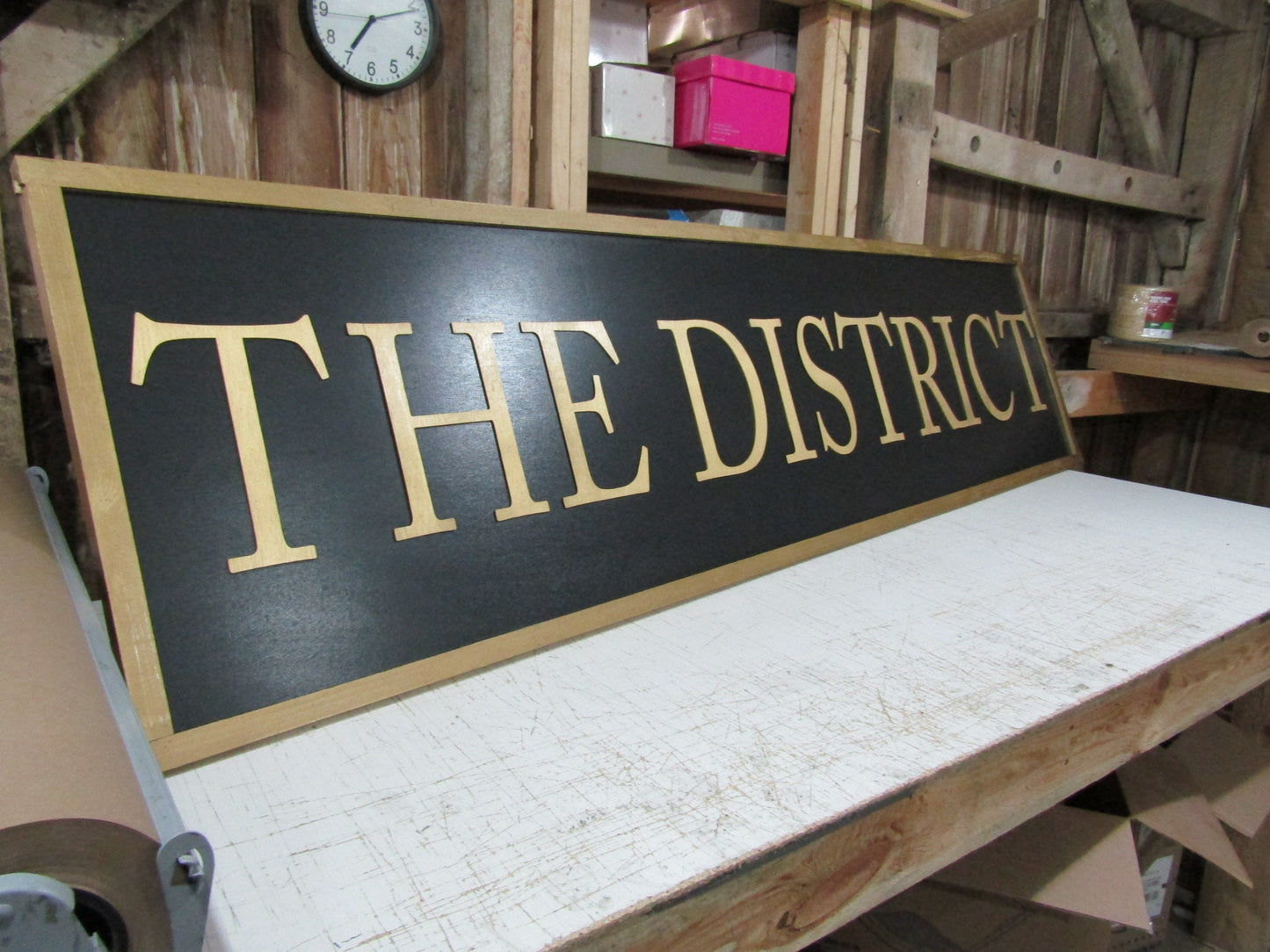 Large Custom Ranch Sign Over-sized Rustic Business Name Logo Wood Laser Cut Out 3D Extra Large Sign Footstepsinthepast Black and Gold
