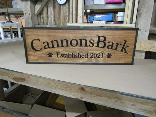 Large Custom Ranch Sign Paw Print Over-sized Rustic Business Logo Company Name Established Wood Laser Cut Out 3D Extra Large Handmade