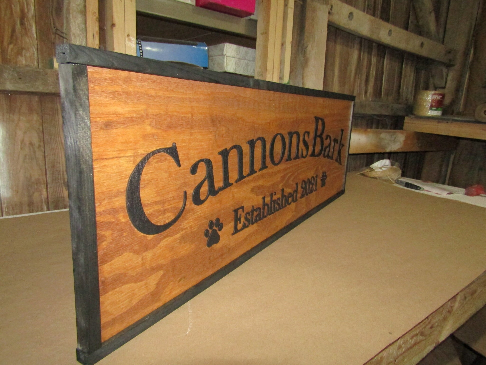 Large Custom Ranch Sign Paw Print Over-sized Rustic Business Logo Company Name Established Wood Laser Cut Out 3D Extra Large Handmade