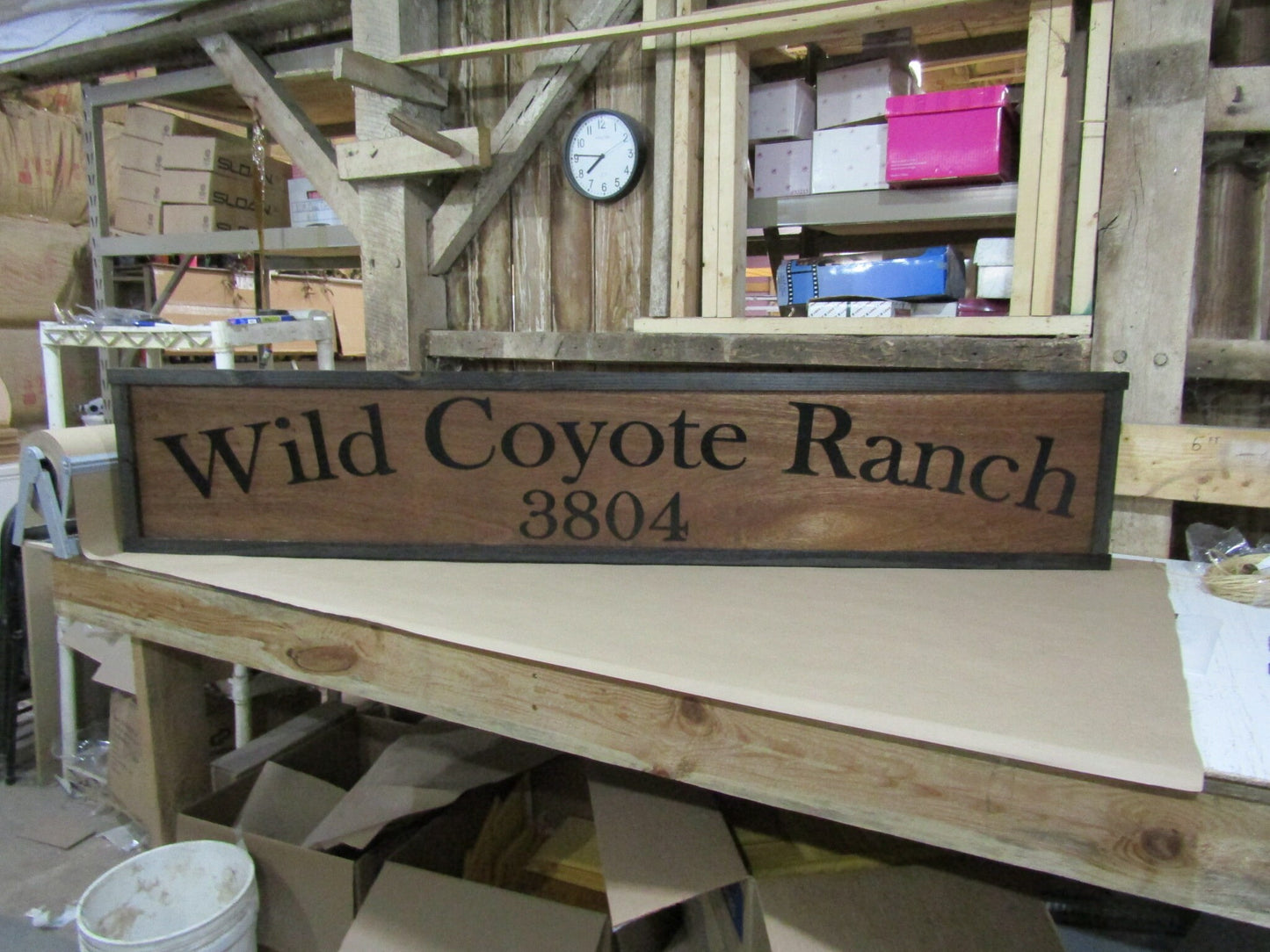 Custom Coyote Ranch Sign Company Name Address Signage Commerical Oversized Rustic Business Logo Wood Laser Cut Out 3D Extra Large Handmade