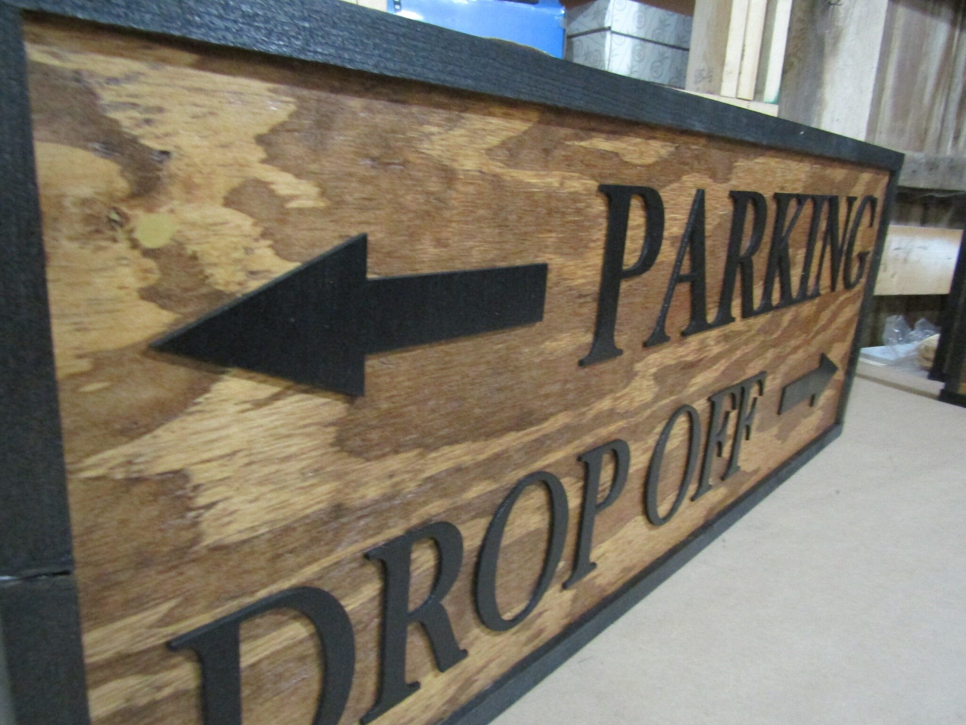 Custom Directional Sign Parking Lot Company Address Signage Commerical Oversized Rustic Business Wood Laser Cut Out 3D Extra Large Handmade