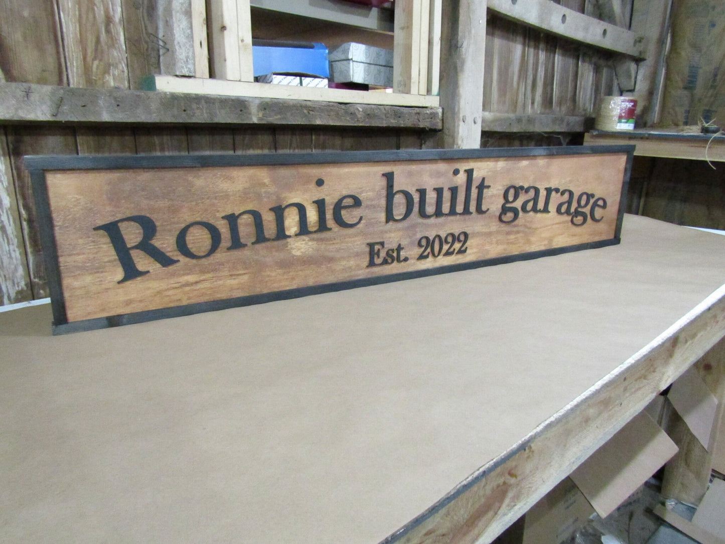 Dad Guy Gift Father's Day Grandpas Garage Signage Rustic Ranch Established Wood Sign Man Cave Outdoorsman Tool Shed Handmade Personalized