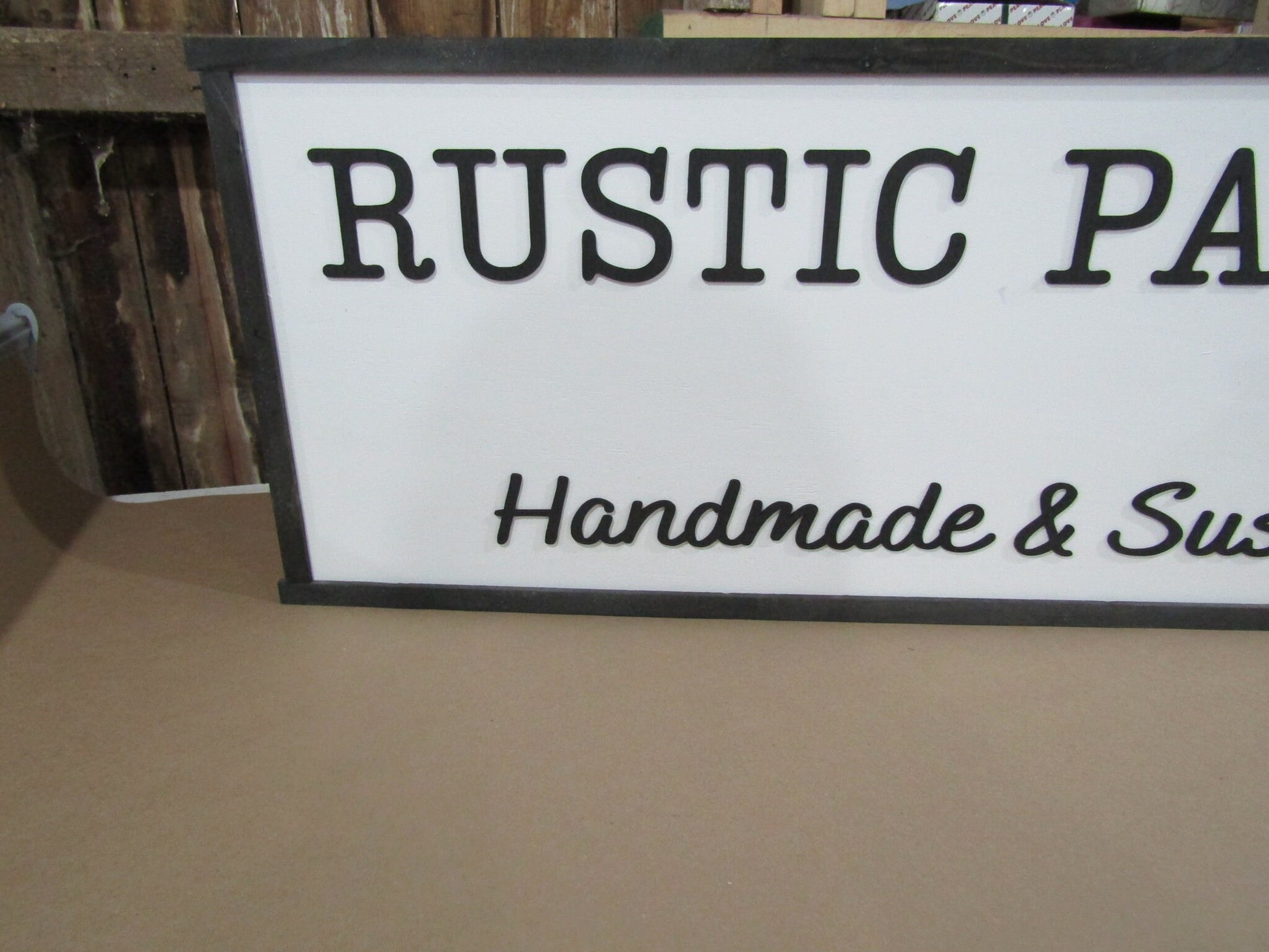 Custom Signage Business Commerical Signs Wooden Framed Handmade Made To Order Rustic Studio Store Front 3D Raised Text Wooden Sign Logo