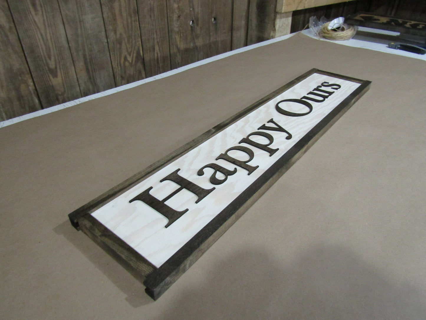 Personalized Wooden Sign Phrase Happy Ours Kitchen House Sign Living Room Custom Rustic Farmhouse Framed Home Decor Handmade 3D Together