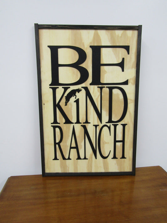 Custom Ranch Sign Logo Raised and Framed Over Sized Large Be Kind Your Business Logo Scottish Western Rustic Cabin Wood Decoration Art