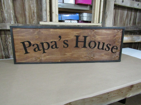 Large Custom Rustic Sign Personalized Papa's House Dad Father Grandpa Gift Endearment Handmade Tailormade Made to Order Wooden 3D Entry Way