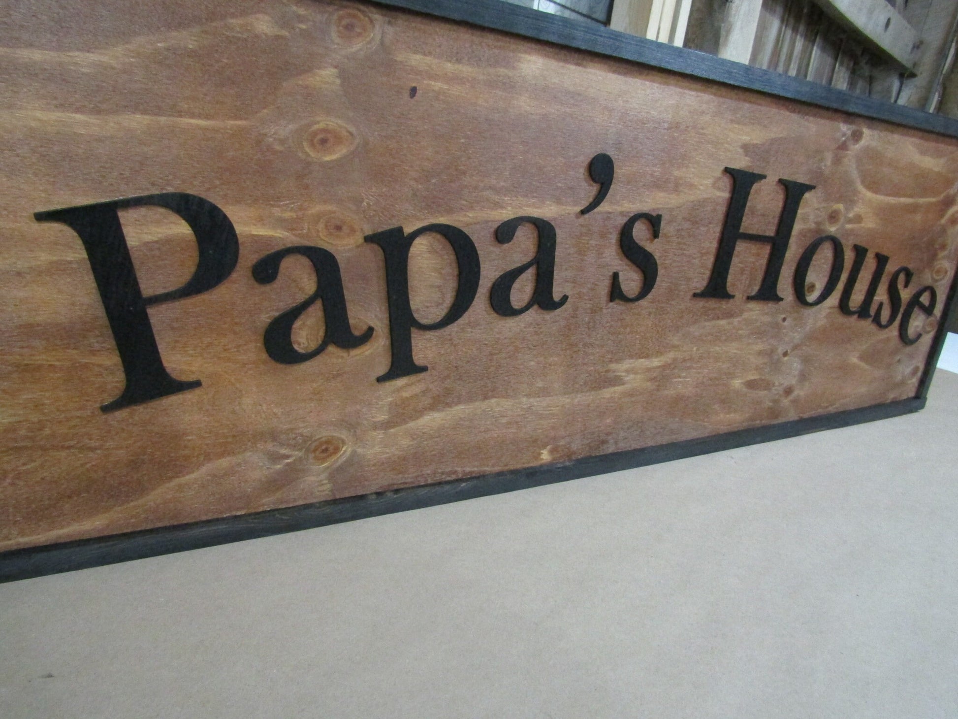 Large Custom Rustic Sign Personalized Papa's House Dad Father Grandpa Gift Endearment Handmade Tailormade Made to Order Wooden 3D Entry Way