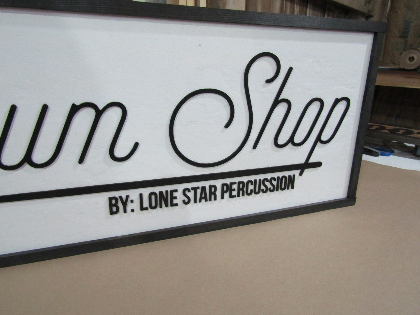 Custom Music Shop Sign Business Store Front Signage Drum Drummer Percussion Instrument Band Logo Emblem Personalized Lonestar 3D Wooden Sign