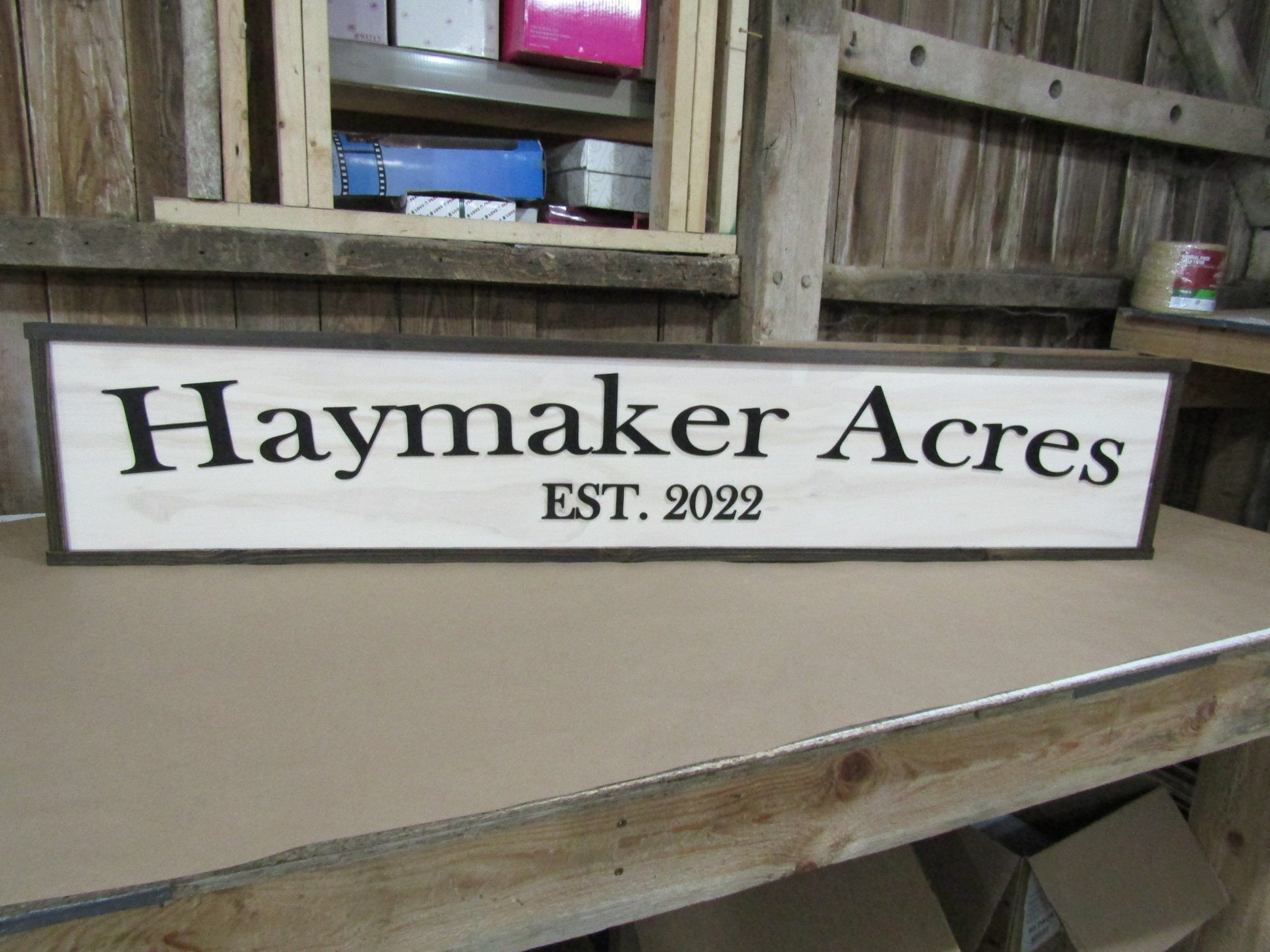 Large Custom Wooden Sign Personalized Farm Acres Haymaker Homestead Indoor Outdoor Made to Order 3D Handmade Country Rustic Driveway Framed