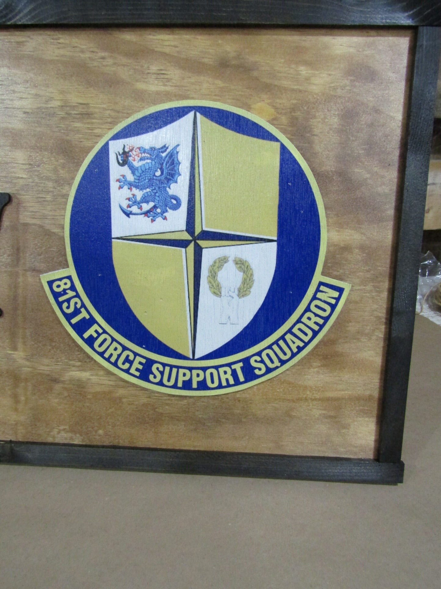 Custom Wooden Personalized Sign Serve Like A Champion Sheild Support Squadron Honor Seal 3D Emblem Raised Text Printed Logo Handmade Large