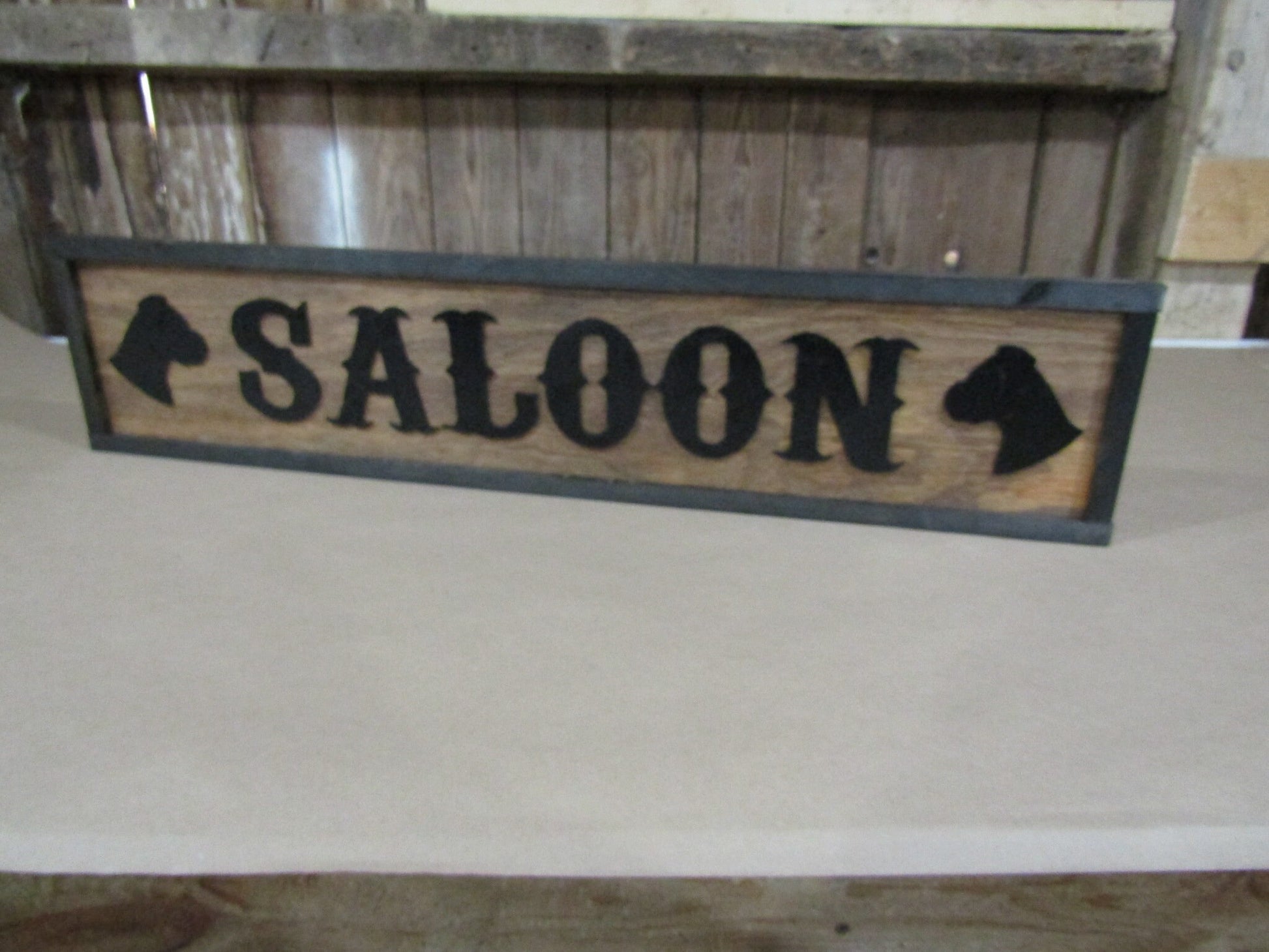 Large Custom Ranch Sign Saloon Western Dog Boxer Over-sized Rustic Business Logo Wood Laser Cut Out 3D Extra Large Sign Footstepsinthepast