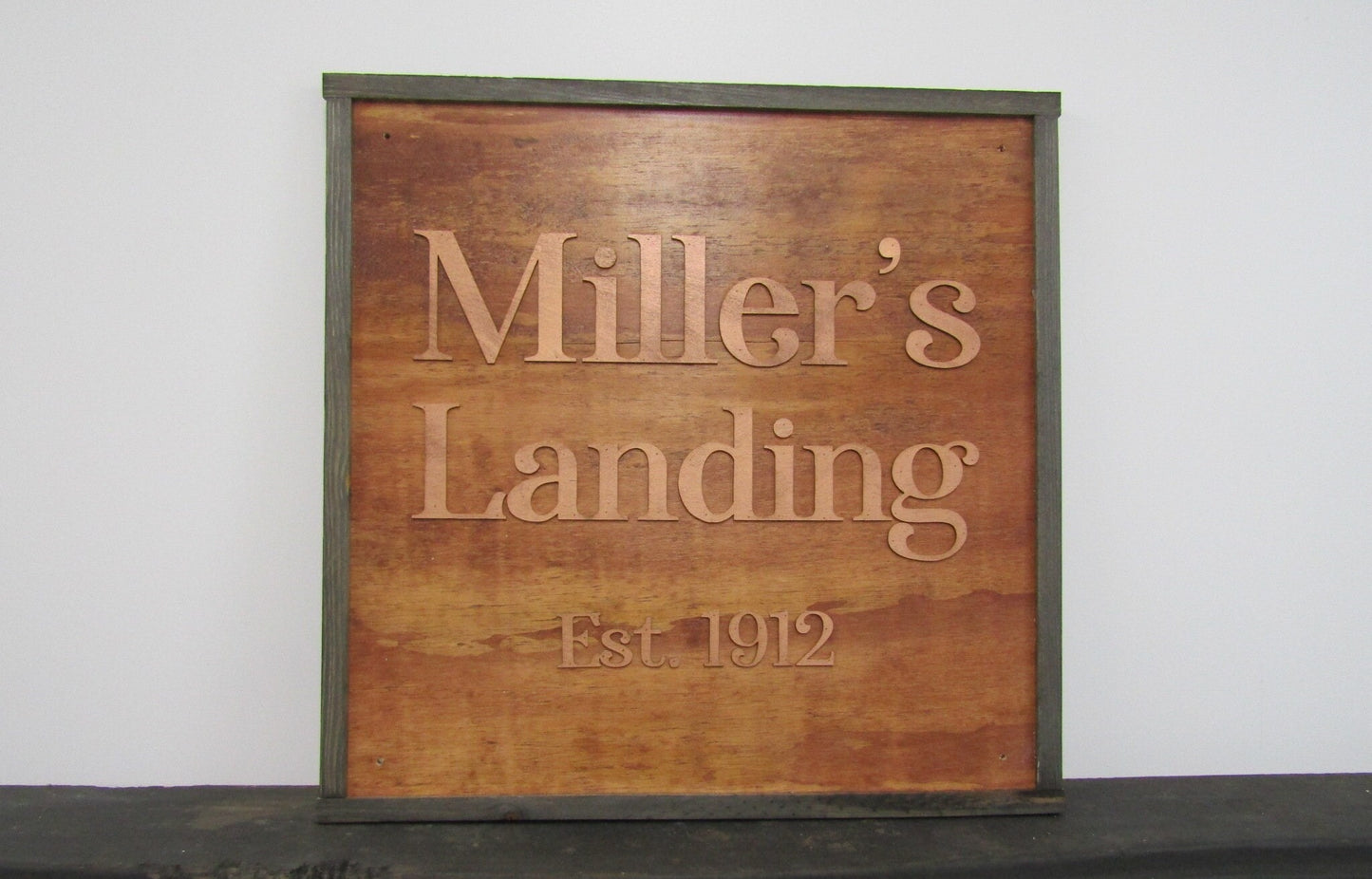 Large Custom Ranch Signage Brown Copper Company Name Landing Square Oversized Rustic Business Logo Co Wood Laser Cut Out 3D Extra Large Sign