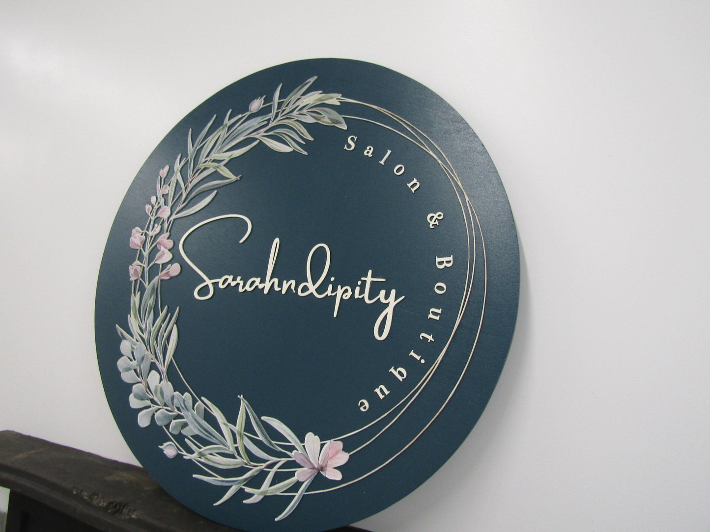 Custom Sign Round Business Commerical Signage Salon Boutique Made to Order Serendipity Store Front Small Shop Logo Circle Wooden Handmade