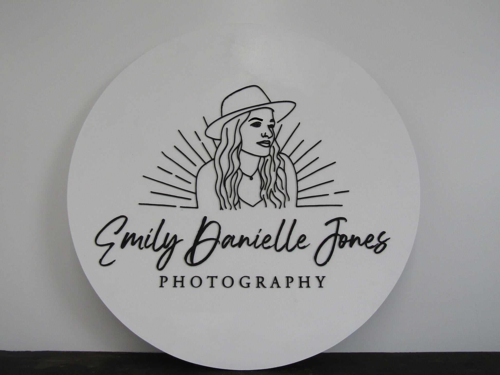 Custom Sign Round Business Commerical Signage Minimalist Made to Order Photography Studio Front Small Shop Logo Circle Wooden Handmade