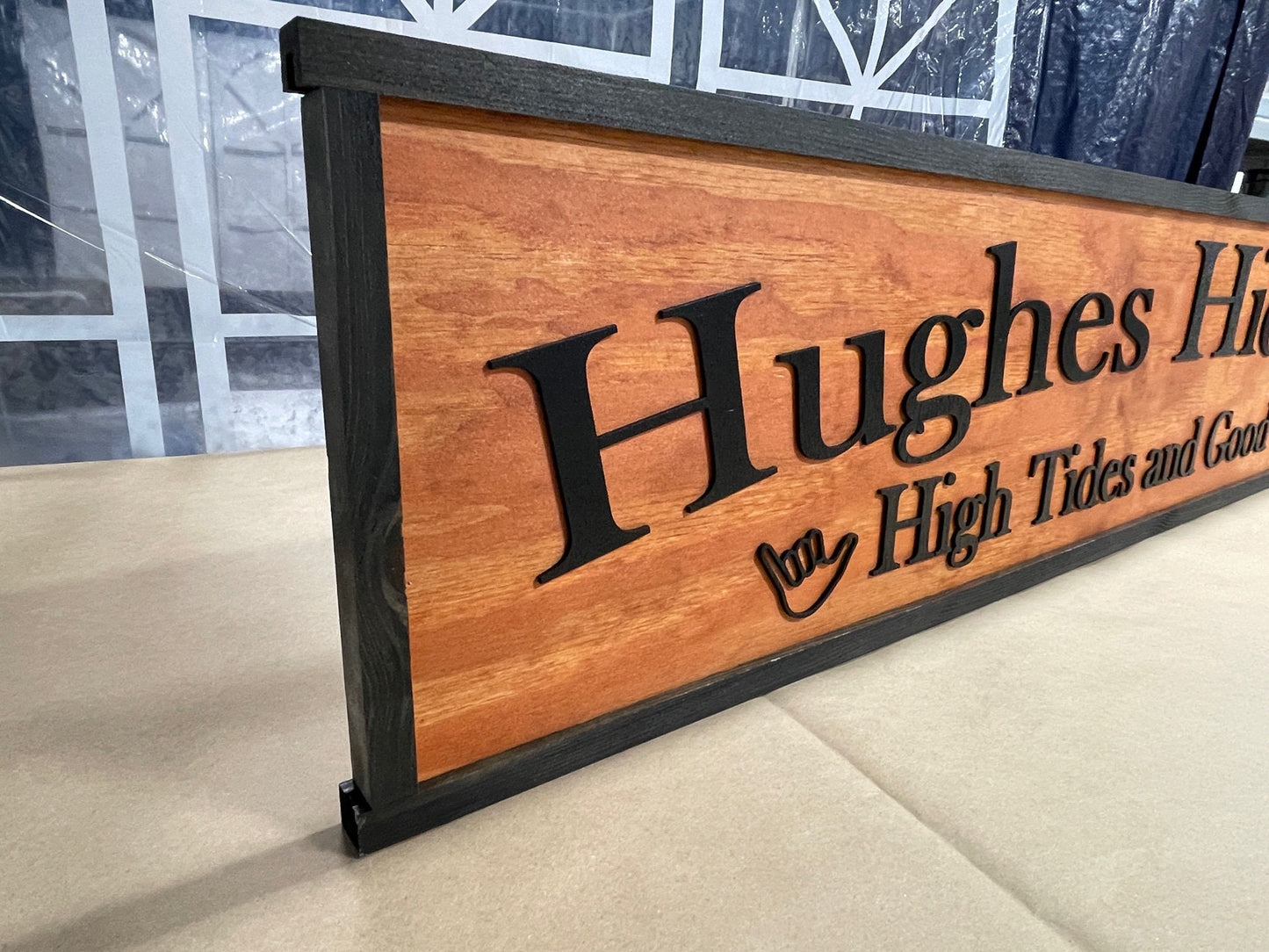 Large Custom Ranch Sign High Tides Good Vibes Over-sized Rustic Business Logo Wood Laser Cut Out 3D Extra Large Sign Footstepsinthepast