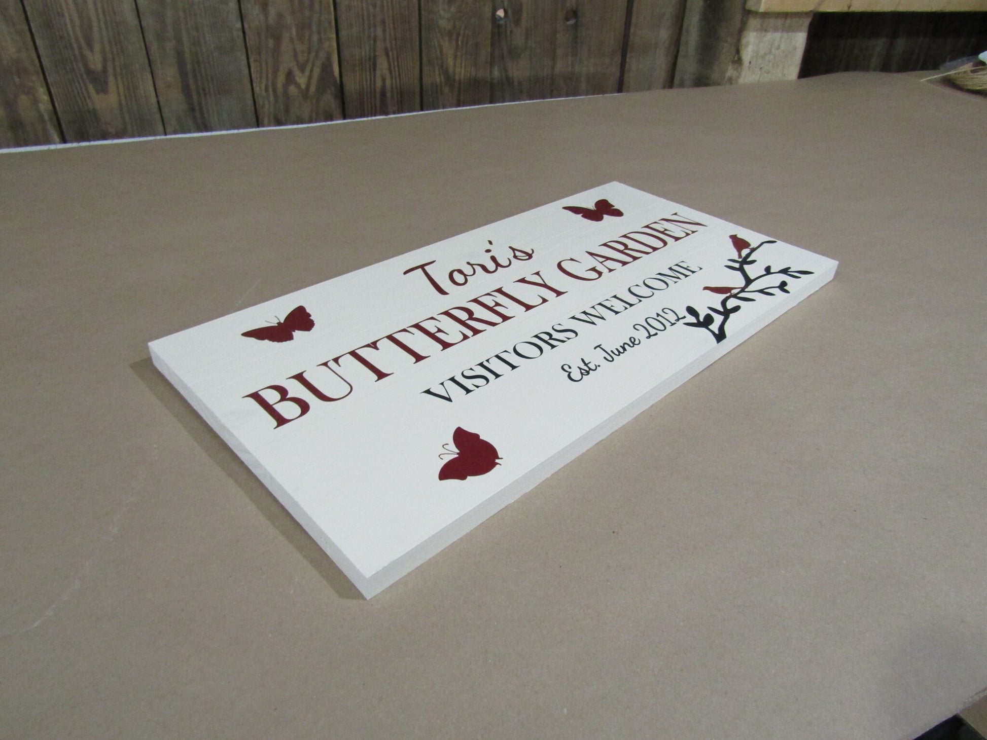 Custom Memorial Signage Garden Sign Remembrance Butterfly Garden Welcome Cardinals Uvprinted Image Wood Handmade Made to Order Personalized