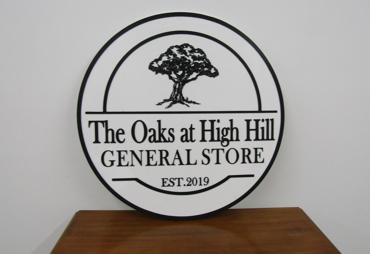 Custom Round Business Sign Commerical Signage Made To Order General Store Front Sign Small Business Sign Logo Oak Tree Circle Wooden Sign