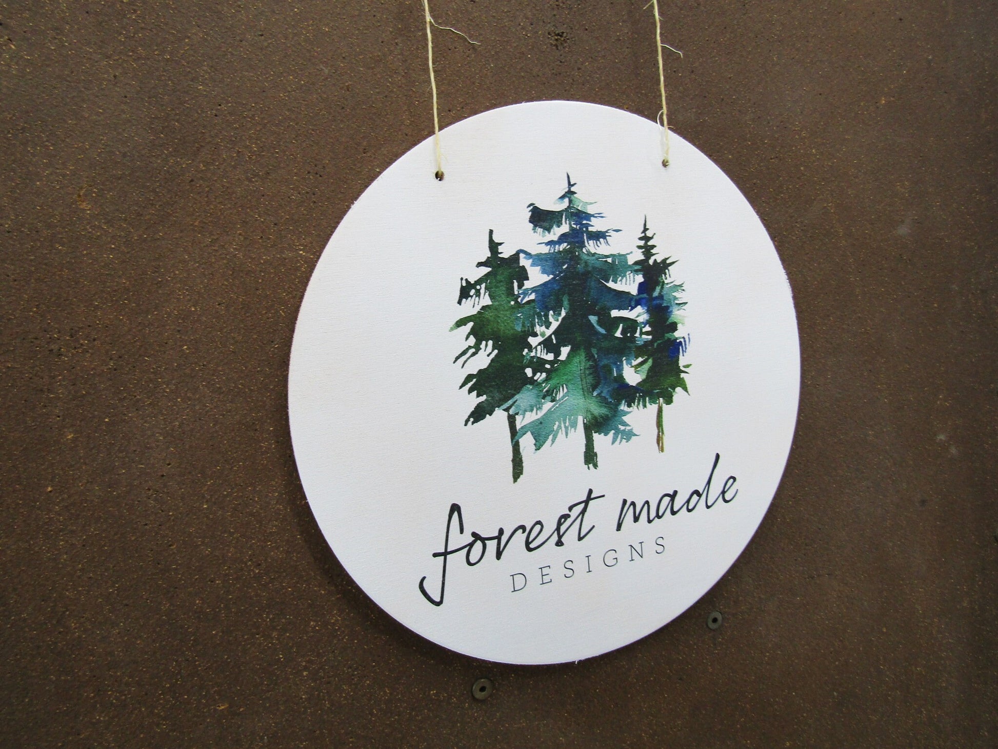 Your Actual Logo Round Small Business Hanging Sign Business Custom Circle Personalized Home Decor Plaque Wall Art Color Wood Print Forest
