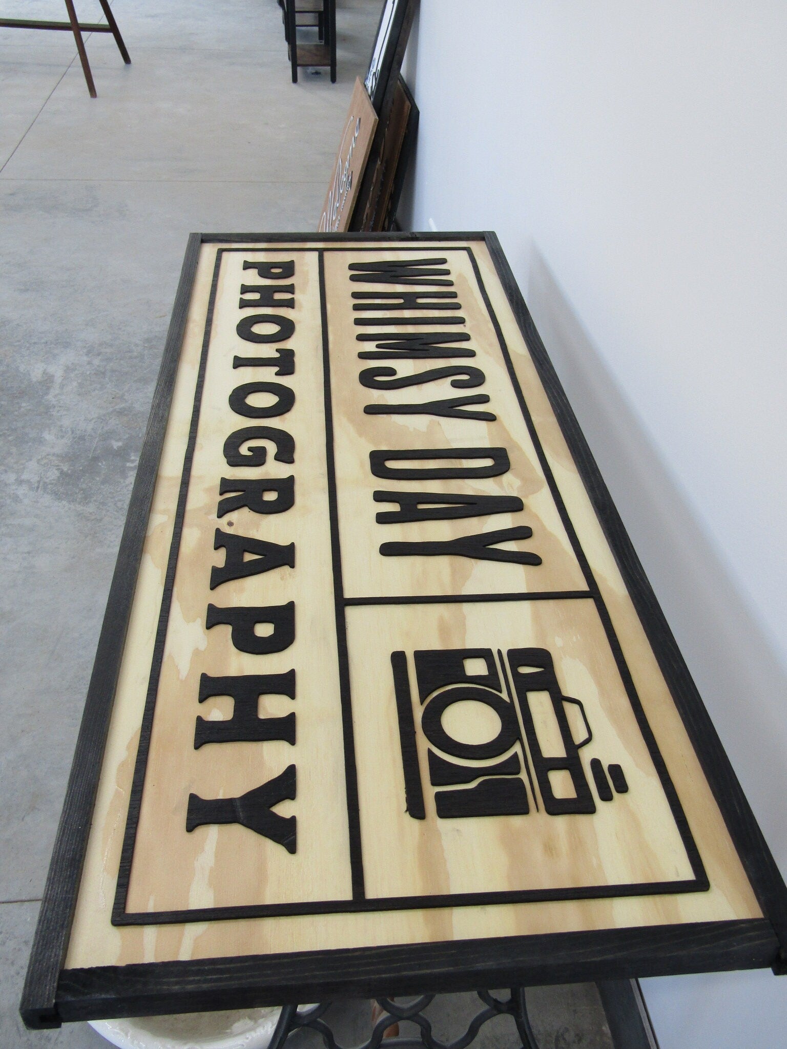 Large Custom Business Sign Photography Company Camera We Use Your Actual Graphic Commerical Logo Wood Laser Cut Out 3D Extra Large Framed